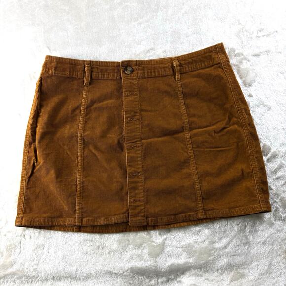 American Eagle Outfitters Dresses & Skirts - American Eagle Corduroy Mini Skirt Women's 16 Regular Brown Super Stretch